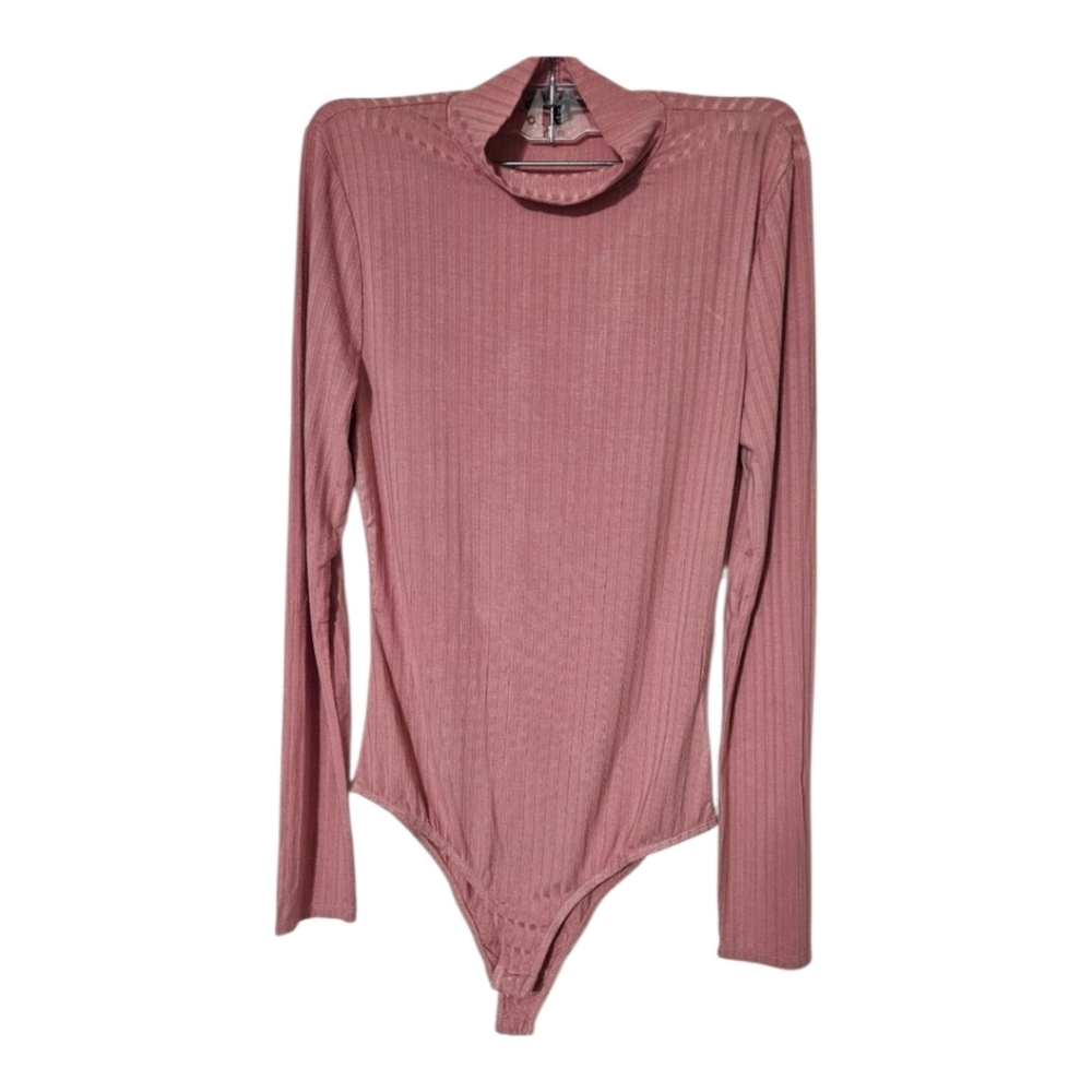 Elegant Pink Ribbed Long Sleeve Top